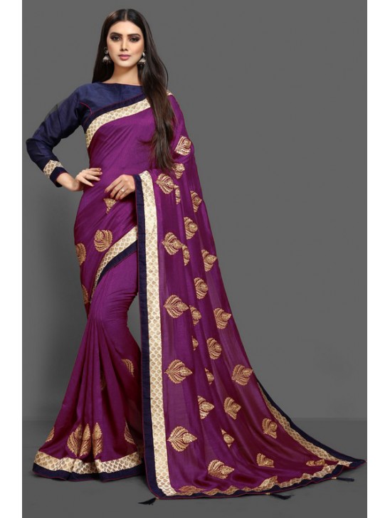 Purple & Blue Mix Spring Summer Festive Saree