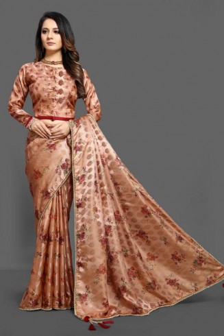 ZAC20-15 PEACH DIGITAL PRINTED FESTIVE EID SAREE