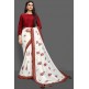 FLAMED SCARLET & OFFWHITE DESIGNER PARTY SAREE