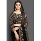 ZAC20-09 BLACK EVENING WEAR DRAPE EMBROIDERED BLOUSE SAREE