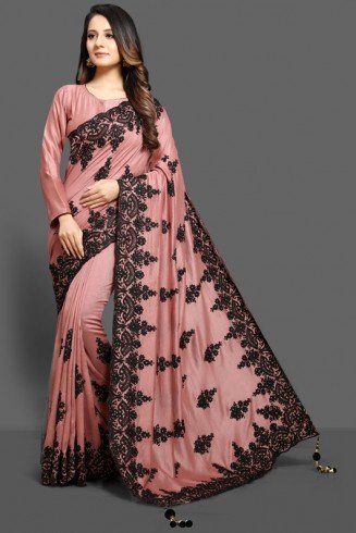 ZAC20-12 CORAL PINK SHINNING INDIAN WEDDING SAREE