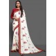 FLAMED SCARLET & OFFWHITE DESIGNER PARTY SAREE