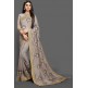 ZAC20-21 ASH GREY INDIAN PARTY WEAR FANCY SAREE