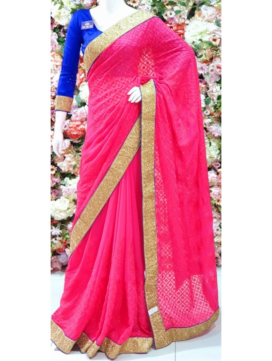 HOT PINK & GOLD DESI WEDDING WEAR SAREE