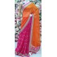 ORANGE PEEL AND HOT PINK MEHNDI WEDDING WEAR SAREE