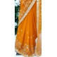 SAFFRON INDIAN ETHNIC WEDDING ZARI EMBROIDERED SAREE