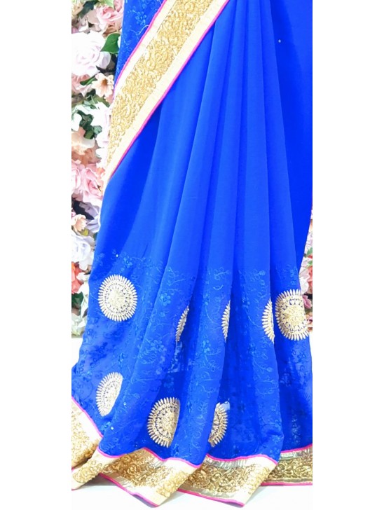 ROYAL BLUE PAKISTANI ETHNIC STYLE WEDDING SAREE