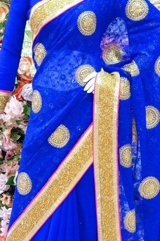 ROYAL BLUE PAKISTANI ETHNIC STYLE WEDDING SAREE