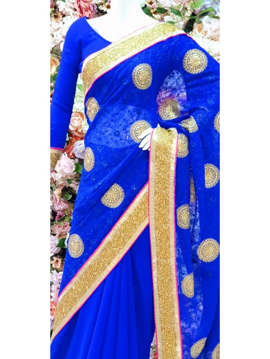 ROYAL BLUE PAKISTANI ETHNIC STYLE WEDDING SAREE