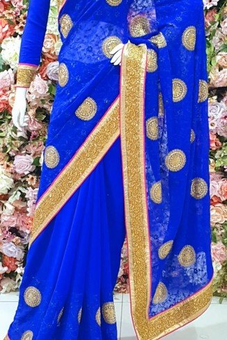 ROYAL BLUE PAKISTANI ETHNIC STYLE WEDDING SAREE