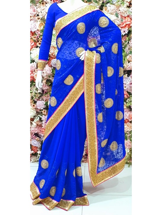 ROYAL BLUE PAKISTANI ETHNIC STYLE WEDDING SAREE