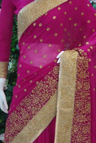 MAGENTA INDIAN CHIFFON GEORGETTE SAREE