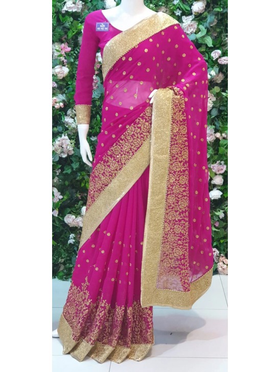 MAGENTA INDIAN CHIFFON GEORGETTE SAREE