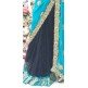 MOSAIC BLUE AND BLACK ETHNIC PUNJABI FESTIVE SAREE