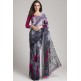 STUNNING GREY AND PLUM PRINTED SAREE