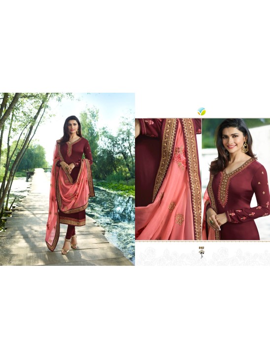 ZAC-166 FIRED BRICK MAROON INDIAN PARTY READYMADE SUIT