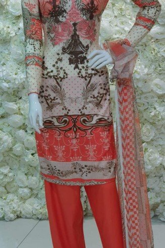 Alkaram Peach Designer Readymade Pakistani Suit 