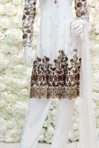 White Peplum Dress Pakistani Frock Readymade