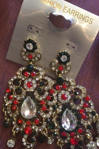 STUNNING INDIAN RED AND GREEN WEDDING EARRINGS