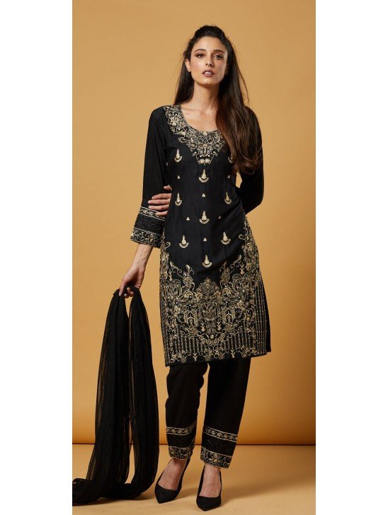 Black Designer Readymade Pakistani Salwar Suit