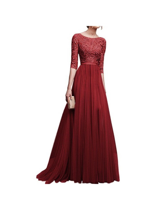 Berry Red Designer Long Party Prom Dress