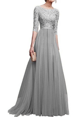 Sleet Grey Designer Long Party Prom Dress