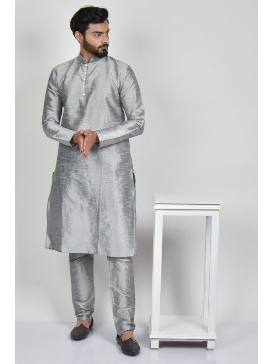 Silver Grey Indian Men s Eid Kurta Pajama