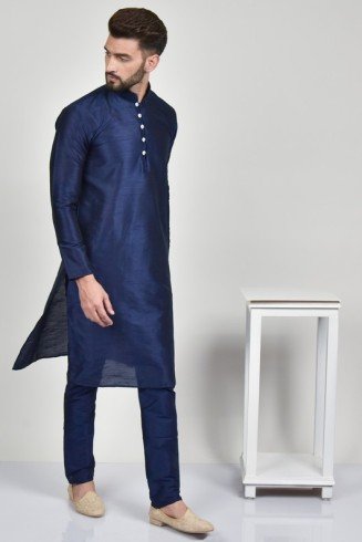Navy Blue Designer Pakistani Kurta Pajama For Men