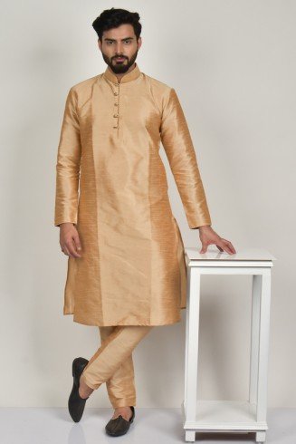 Antique Gold Designer Mens Kurta & Pajama