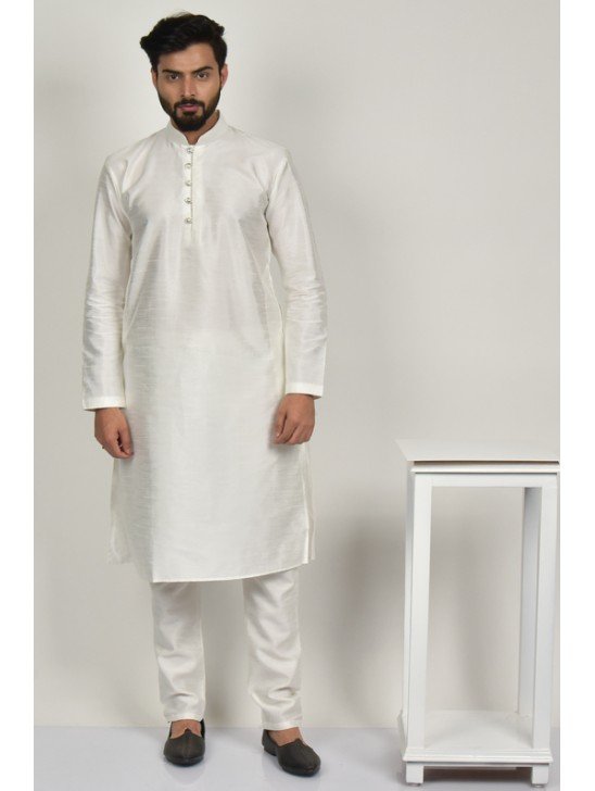 White Fashionable Kurta Pajama Suit