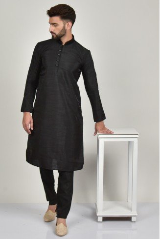 Black Modern Style Men's Kurta Pajama