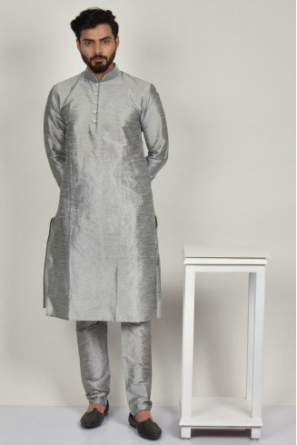 Silver Grey Indian Men's Eid Kurta Pajama
