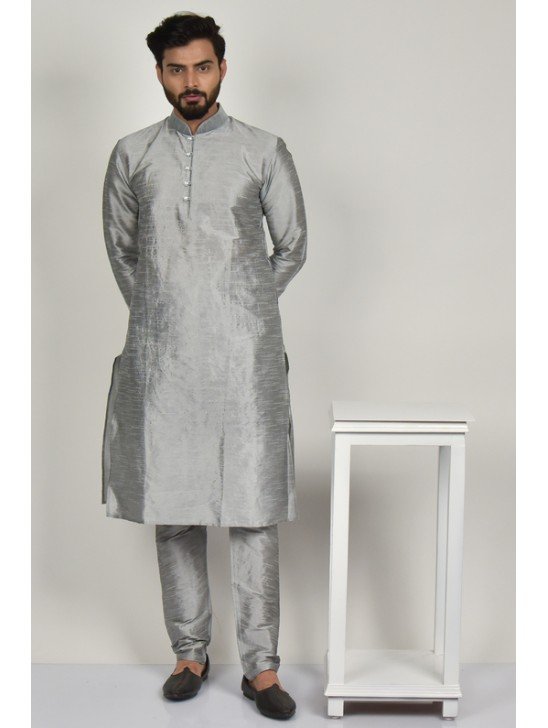 Silver Grey Indian Men s Eid Kurta Pajama