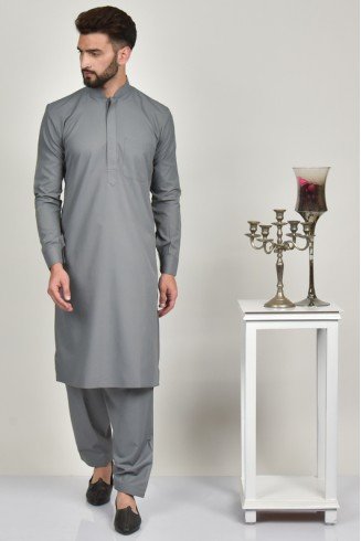 Dark Grey Pakistani Men's Kurta Shalwar Suit