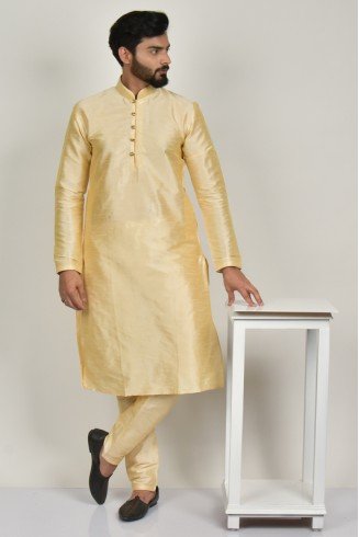 Beige Mens Kurta Pajama Wedding Suit