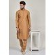 Dark Beige Plain Silk Indian Kurta Pajama For Men