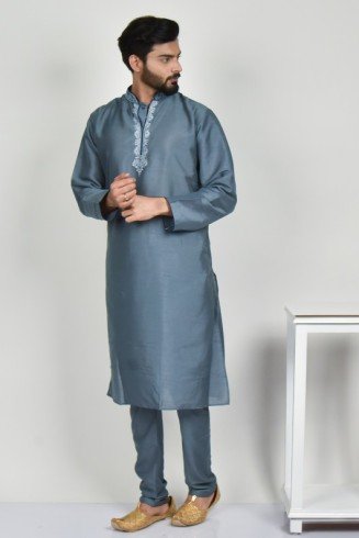 Grey Ethnic Punjabi Mens Kurta Pajama