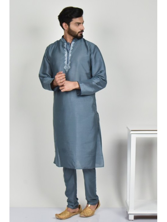 Grey Ethnic Punjabi Mens Kurta Pajama