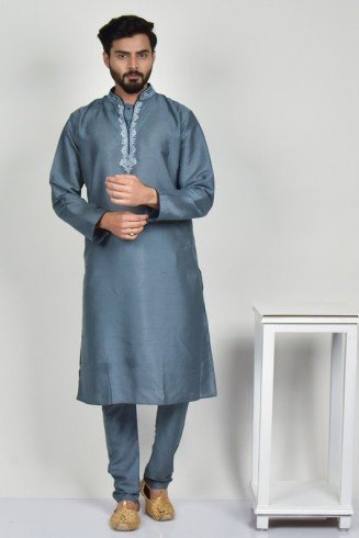 Grey Ethnic Punjabi Mens Kurta Pajama