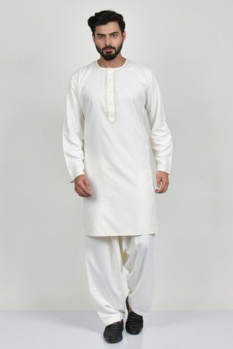 White Embroidered Mens Kurta Shalwar
