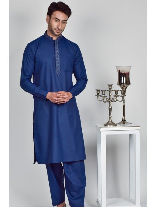 Navy Blue Men s Fancy Kurta Shalwar