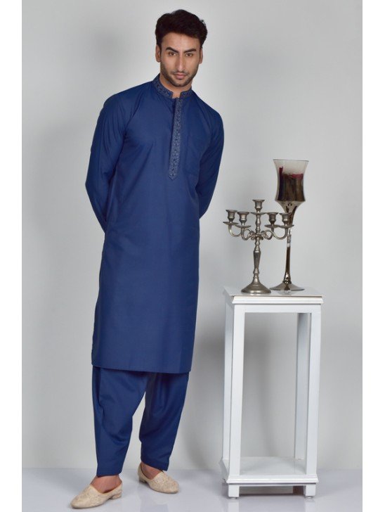 Navy Blue Men s Fancy Kurta Shalwar