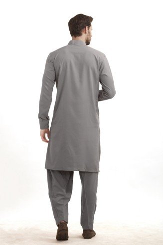 GREY READY MADE MENS PAKISTANI CASUAL SUIT