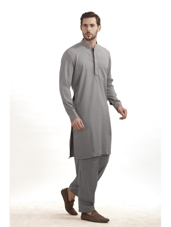 GREY READY MADE MENS PAKISTANI CASUAL SUIT