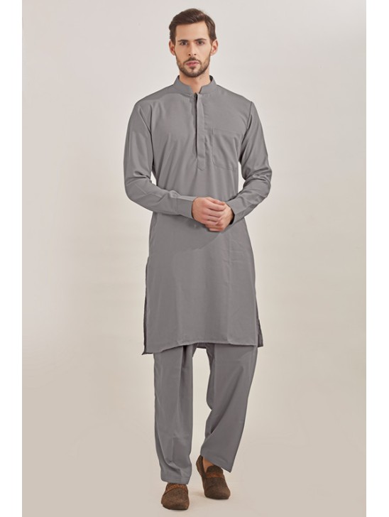 GREY READY MADE MENS PAKISTANI CASUAL SUIT