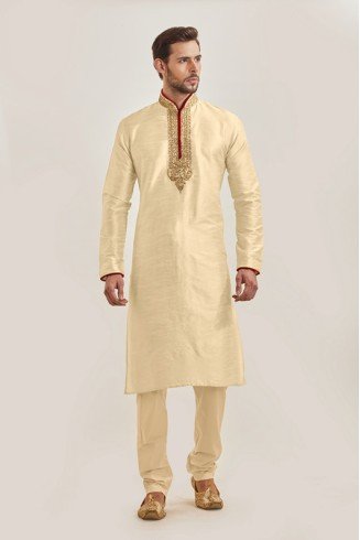 BEIGE PAKISTANI WEDDING READY MADE MENSWEAR DRESS