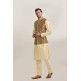 GOLD RUST INDIAN WEDDING STYLE BROCADE WAISTCOAT PAJAMA SUIT