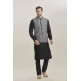 BLACK KURTA AND GREY JACKET STYLISH PAJAMA INDIAN SUIT