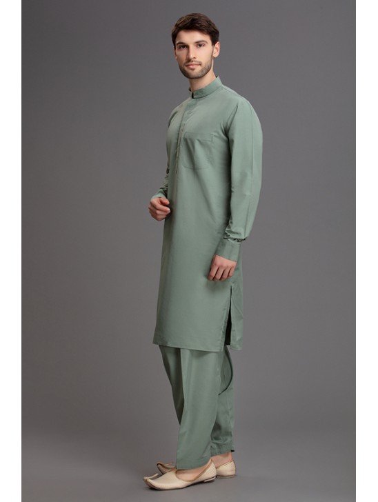 OLIVE GREEN MENS KURTA SALWAR SUIT