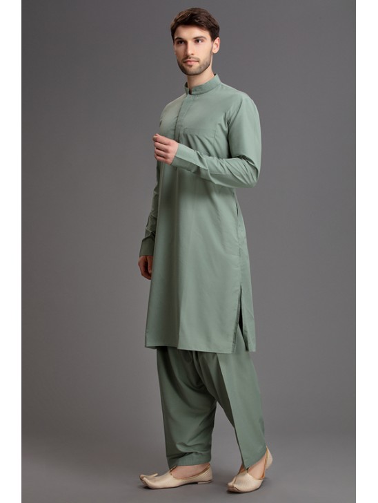 OLIVE GREEN MENS KURTA SALWAR SUIT